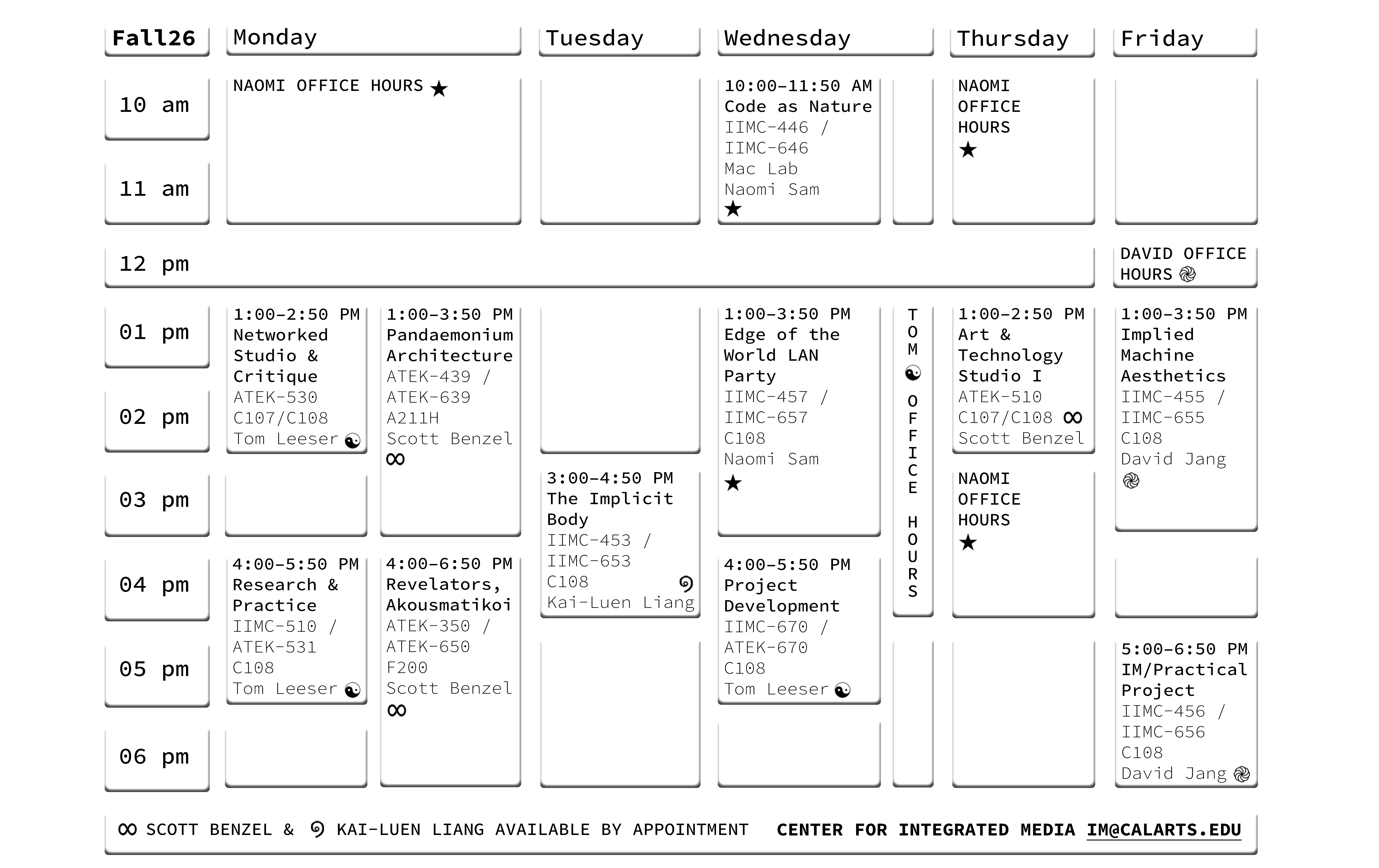 Fall 26 class schedule
